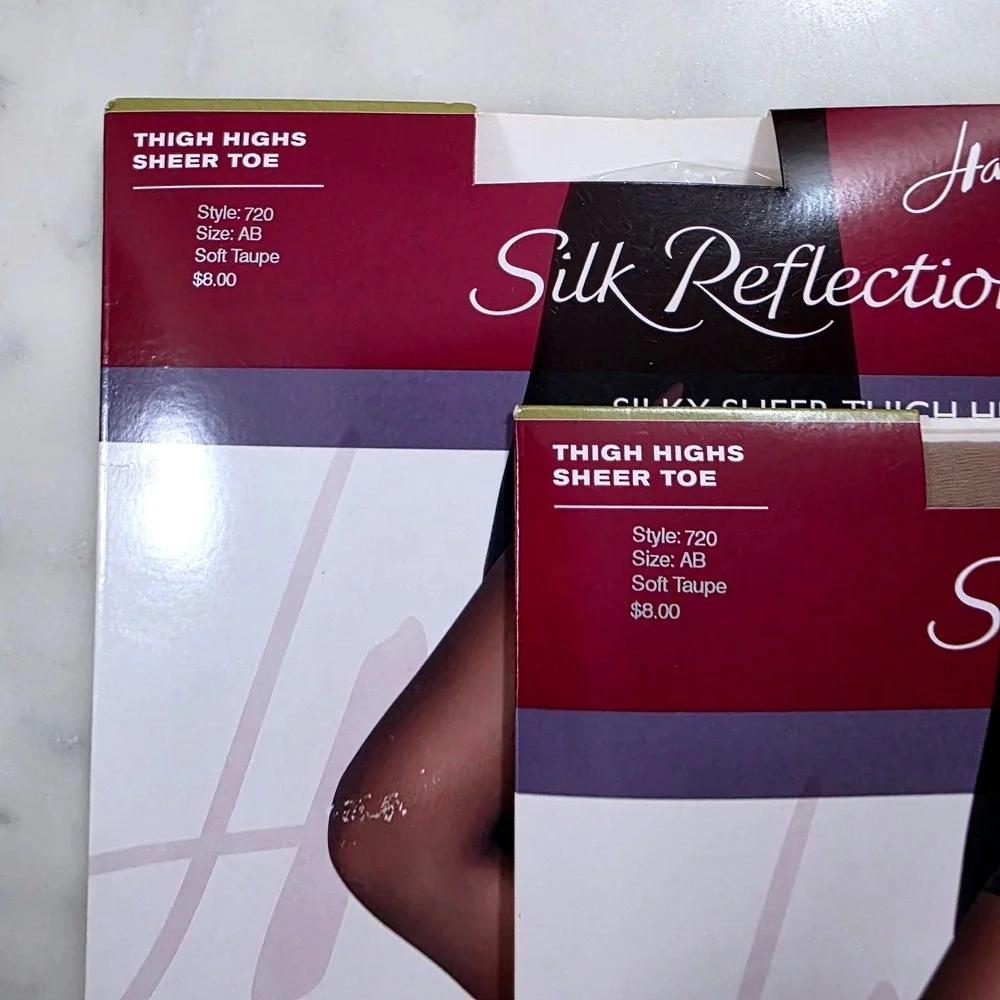 Hanes Silk Reflections Silky Sheer Thigh Highs Soft Taupe Size AB 2 Pack 720 New